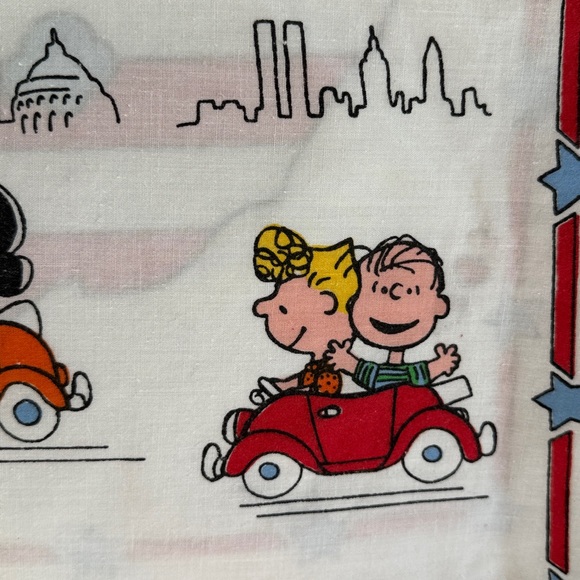 Vintage Peanuts See America First Pillowcase - World Trade Center - Made in USA - Picture 2 of 13